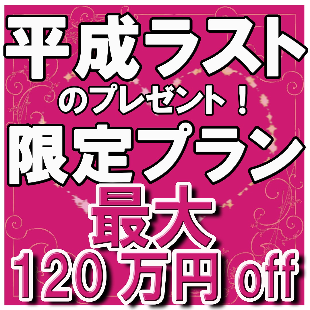 残りわずか!最大120万円OFF!4/30まで【20大特典付】平成ラストプレゼントプラン 先着10組
